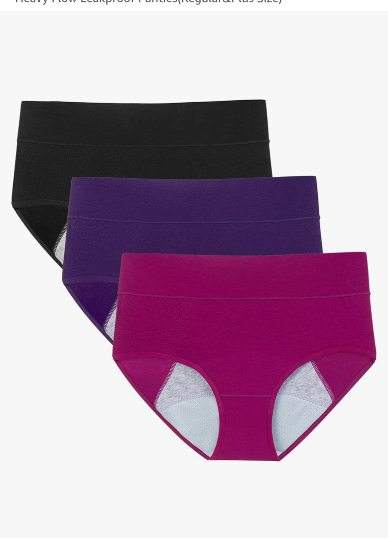 POKARLA Women's High Absorbency Period Cotton Underwear Heavy Flow Leakproof Panties, 3XL