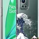 Unov Case Designed for OnePlus 9 Pro 5G, Crystal Clear Phone Case with [Anti-Slip Embossed Pattern], Shockproof Slim Protective [Anti-Yellowing TPU] Back Cover, Great Wave