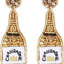Beaded Earrings Champagne Bottle Drop Dangle Earrings Handmade Champagne Earrings Fashion Jewelry