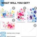 100 Pack Blank Cards and Envelopes, 3.5 x 5 Inch Watercolor Flowers Blank Greeting Cards, Note Cards Blank Inside, Invitation Cards, Blank Cards for All Occasions Bulk