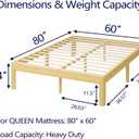 14 Inch High Bamboo Wood Heavy Duty Queen Bed Frame No Box Spring Needed, Platform Bed Frame Queen Size with Metal Slats Support, Easy to Install, Noise Free, Sturdy