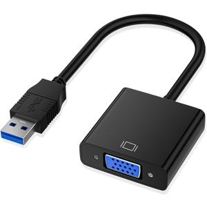 USB to VGA Adapter, USB3.0/2.0 to VGA Adapter Multi-Display Video Converter Full HD 1080P External Video Card Multi Monitor, Desktop, Laptop, HDTV, Monitor, Projector (Windows 10/8.1/8/7)