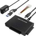 USB 3.0 to SATA IDE Adapter Hard Drive Reader, USB + Type C to External Hard Drive Disk HDD Converter Kit for Universal 2.5" 3.5" IDE HDD, 2.5" SSD, with 12V/2A Power Adapter