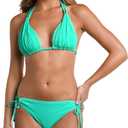 Island Goddess Rouched Halter Bikini Swimsuit Top (Blue, S)