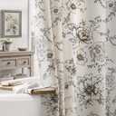 Farmhouse Floral Cotton Shower Curtain, Vintage Black Pattern Rustic Shower Curtains for Bathroom, 72x72