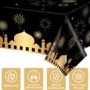 2 x Adirasenotek 3Pcs Ramadan Mubarak Party Tablecloths,87" Lx51 W Rectangular Plastic Table Covers,Disposable Tablecloths for Decoration,Birthday Party,Baby Showers(Black)