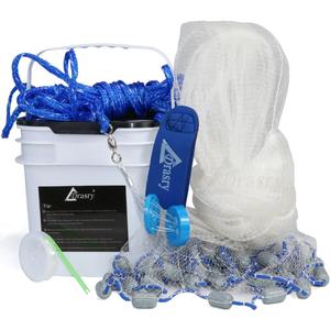 Drasry Saltwater Fishing Cast Net 3/8 and 1/4 Mesh with Heavy Duty Gray Sinker American Monofilament Fish Throw Net for Bait Trap 3FT 4FT 5FT 6FT 7FT 8FT 9FT Radius