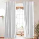 NICETOWN Back Tab 100% Blackout Linen Curtains with Thermal Insulated White Liner, White, 52" Wide, 84" Length Energy Saving Curtains for Living Room 2 Panels Set, Vertical Blinds
