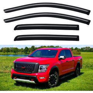 Window Visors Rain Guards for 2017-2024 Nissan Titan & 2016-2024 Nissan Titan XD Crew Cab, Out-Channel Window Vent Wind Deflectors Visors Shades