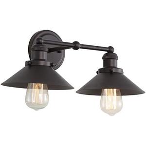JONATHAN Y JYL7427A July 17.5" 2-Light Metal Shade Farmhouse Sconce Contemporary Transitional 2200K Edison 25W Bulbs Included for Bedroom Living Room Bathroom, Vanity Lighting, Oil Rubbed Bronze