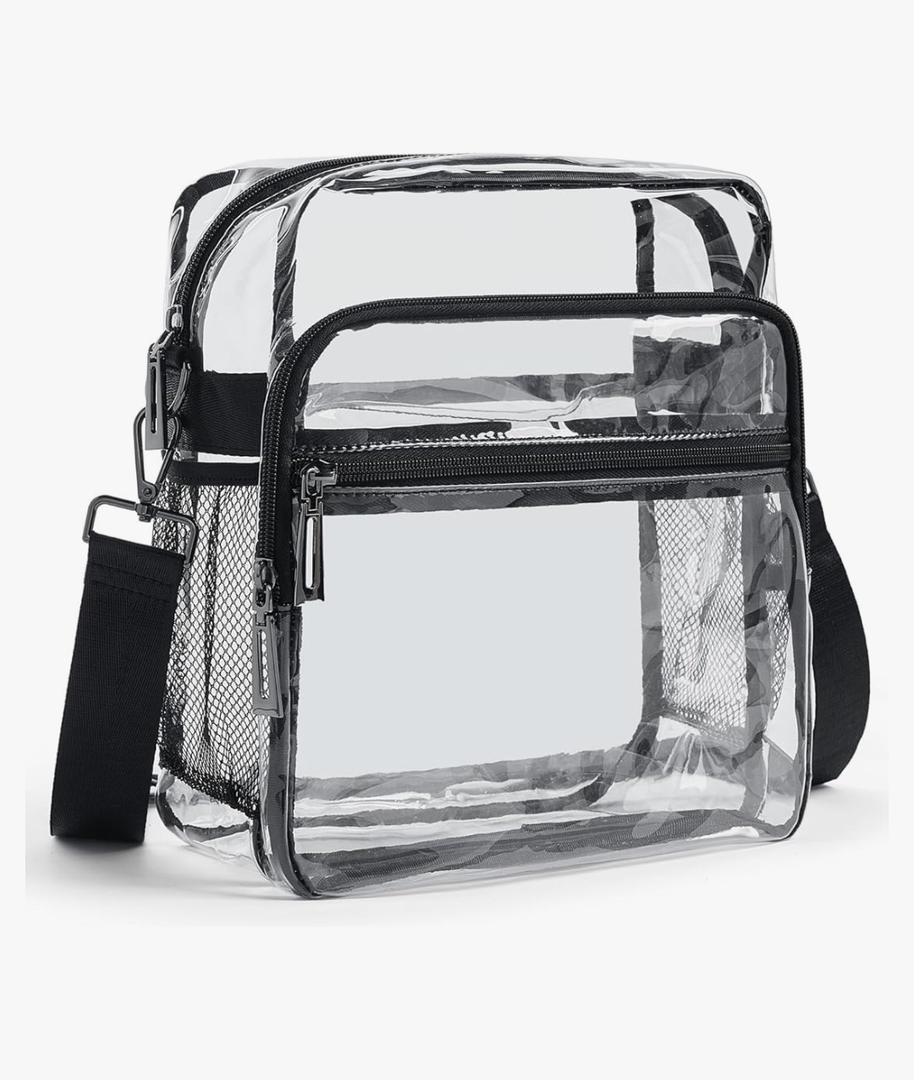 Clear Bag for Stadium Events 12x6x12 Clear Purse with 3-Zipper Pockets Crossbody Handbag Tote for Concerts Sports