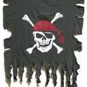 LANGXUN 2pcs Large Size 3ft x 2.5ft Retro and Weathered linen Pirate Flag for Halloween Decorations, Pirate Party, Kids Room Dcor (Black-1pcs)