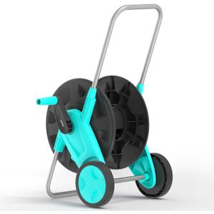 Portable Garden Hose Reel Cart, Hold Up to 75-100 Ft of 5/8 Inch Hose, Garden Water Pipe Holders Mobile Tools with 2 Wheels for Outside Hose Storage (Blue)