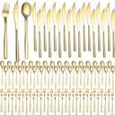 240 Pcs Gold Silverware Set for 80 - Stainless Steel Flatware Cutlery Set Include Forks, Knives & Spoons for Wedding Parties, Kitchen, Restaurant - Dishwasher Safe