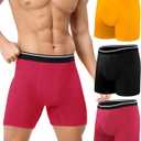 JODUCE Incontinence Underwear for Men 150ML Absorbent Washable Reusable Cotton Leak Proof Protective Boxer Briefs 3 Pack (Multicolor02, X-Large)