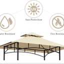 Grill Gazebo Replacement Top, 5 * 8 Outdoor BBQ Top Cover, Double Layer BBQ Gazebo Top Canopy for Model #L-GG001PST-F(Beige)