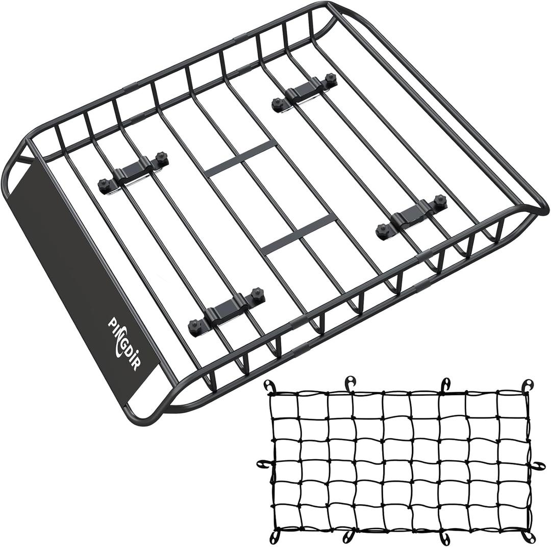 roof Rack Basket Rooftop Cargo Carrier 46"*36" Cargo Net with Attachment Hooks,