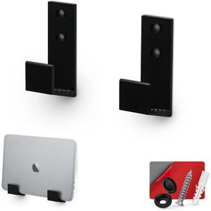 BRAINWAVZ 1.5" Cable Box Wall Mount Hanger Holder, for Routers, Laptops, Modem, Mesh WiFi, Apple TV, Network Switch & More, for Devices Upto 1.5" / 38mm Wide, Adhesive & Screw-in (Black)