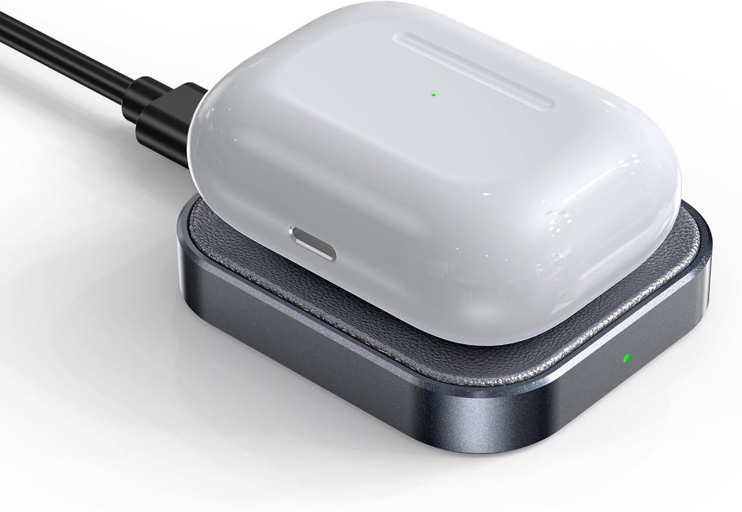 For Airpod Charger, Designed Wireless Charger for Airpods 4(ANC)/3rd/2nd Gen, for New AirPod Pro 3 (2025)/ 2nd Gen, Wireless Earbuds, Slim & Compact for Travel Home Office, (Grey)