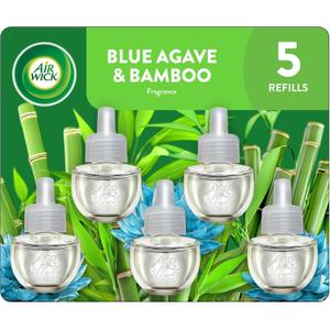 Air Wick Plug in Scented Oil Refill, 5 ct, Blue Agave and Bamboo, Air Freshener, Essential Oils