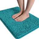 LOCHAS Luxury Bathroom Rug Shaggy Bath Mat 20 x 30 Inch, Washable Non Slip Bath Rugs for Bathroom Shower, Soft Plush Chenille Absorbent Carpets Mats, Teal Blue