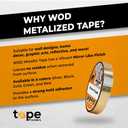 WOD MPFT2 Silver Metalized Polyester Mylar Film Tape with Acrylic Adhesive, 1/4 inch x 72 ft. Vibrant Mirror Silver Tape, Decor Tape for Detailing Accent Wall, Graphic Arts, Car and Boat Trim