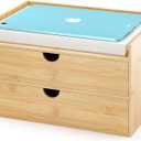 Wisuce Bamboo Desk Drawer Organizer, 2 Drawer Desktop Organizer with Drawers Tabletop Storage Organization Box for Office Home Toiletries Supplies Vanity, No Assembly Required