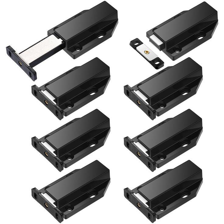 Zonon 8 Pack Magnetic Push Latch Heavy Duty Push to Open Cabinet Hardware Release Touch Latch and Catch Press Out Magnet for Large Door Cabinet Kitchen Drawer Lock (Black)