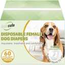 IMMCUTE Disposable Dog Diapers Female, 60 Count, Super Absorbent Dog Period Diapers Female Adjustable Waistbands & Leak-Proof Design for Heat Cycles, Incontinence | Doggie Diapers for Female Dogs