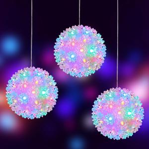 Brightown Outdoor Christmas Decorations-Starlight Sphere, Replaceable Bulbs with Add-On Plug, Lighted Sphere Balls for Trees Party Wedding Patio Indoor Decorations 5.5in-3pc 50 LED(Multi-Colored)