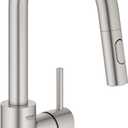 GROHE 31479DC1 Concetto Pull-Down Bar Kitchen Faucet with Sprayer. 1.75 GPM, Supersteel (Stainless Steel)