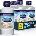 Pedialyte Electrolyte Drink, Hydration Drinks for Kids & Adults, Coconut Burst, 1 Liter, Pack of 4 (33.8 Fl Oz (Pack of 4))