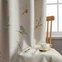 SUOUO Birds Blackout Curtains for Bedroom 84 inches Long Farmhouse Patterned Floral Window Drapes for Living Room 2 Panels Khaki (Khaki/Back Blue)