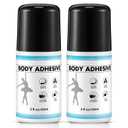 2 Pcs Roll On Body Adhesive for Dancers, 2oz Sweat Resistant Body Glue for Oily and Dry Skin, Clear & Non Toxic Liquid Tape Butt Adhesive for Compression Stocking, Wig Glue, Residue Free
