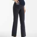 AFITNE Women's Stretch Maternity Jeans Over The Belly Straight Leg Pregnancy Pants with Denim Like Material (Black, S)