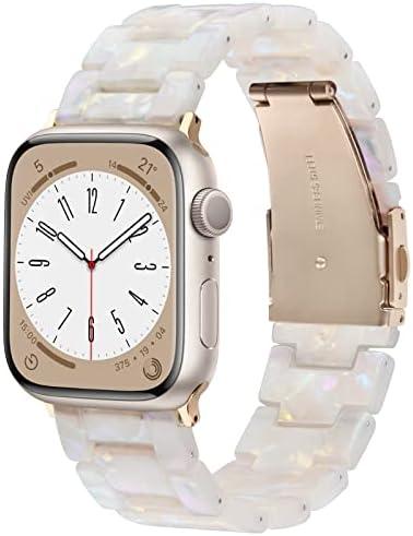 V-MORO Compatible with Resin Apple Watch Bands Series 11/10/9/8/7 46mm 45mm 44mm 42mm,Fashion Lightweight Resin Bracelet Wristband with Metal Buckle for iWatch Ultra 49mm Series 6/5/4/3/2/1/SE 2 parts lost