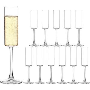 HAKEEMI Champagne Flutes Set of 12, 6 oz Champagne Glasses, Modern Sparkling Wine Glasses