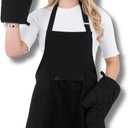 Premium Kitchen Chef Apron Star Set: Kitchen Apron & Oven Mitt/Pot Holder & Towel (Black)