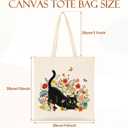 Nuberlic Canvas Tote Bag for Women with Zipper Inner Pocket- Reusable Grocery Shopping Cloth Cotton Canvas Tote Bags (Cat)