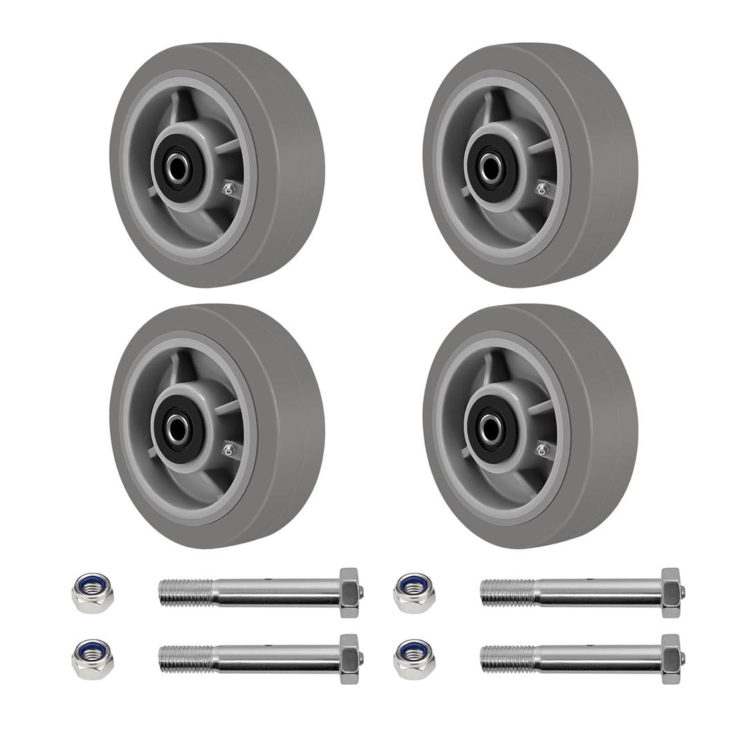 HANDSAMMU 6x2"Heavy Duty Caster Wheels -Industrial Caster Wheels,Rubber Wheels- Set of 4 with up to 2800 LB Capacity