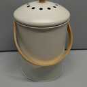 Beautiful Kitchen Compost Bin with Smell Proof Lid - Rust Proof and Odorless Compost Bucket for Your Countertop with No Smell Filters - Easy to Clean 1.1 Gallon Bin Looks Great On Any Kitchen Counter, Beige