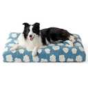 LE SURE Cute Dog Bed Large Sized Dogs-Thick Shredded Chopped Foam Pet Bed as Gift for Indoor with Removable Washable Cover, Modern Fuzzy Plush & Anti Slip Bottom, Blue