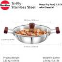 Hawkins 2.5 Litre Deep Fry Pan, Triply Stainless Steel Kadai with Glass Lid, Flat Bottom Induction Kadhai, Silver (SSD25G)