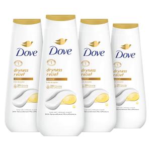 Dove Body Wash Dryness Relief Jojoba Oil 4 Count for Renewed, Healthy-Looking Skin Gentle Skin Cleanser with 24hr Renewing MicroMoisture 20 oz