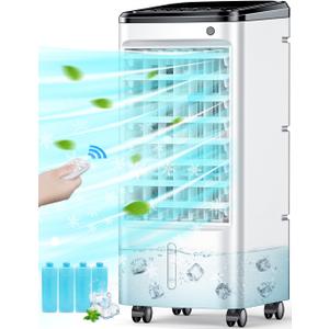 Portable Air Conditioner, 3-IN-1 Evaporative Air Cooler Windowless, 4 Modes & 3 Speeds Personal Swamp Cooler w/Humidifier, Remote & 12H Timer, Evaporative Cooler for Room Home Office, 22-Inch