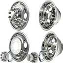 hightall 16 Wheel Simulators,16“ 8 Lug 6.5" Bolt Pattern Dual Rear Wheel Stainless Steel Hub Caps,Bolts On Wheel Cover Set Compatible with Chevy GMC Ford Dodge 3500 Dually Trucks & Vans, 16“ Ring Mounting For Chevy GMC Ford DRW