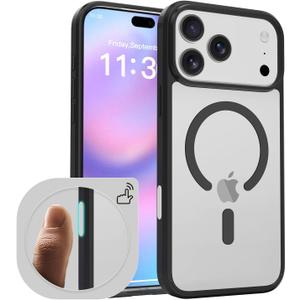 ZYGNAL Slim Case for iPhone 17 Pro Max  Compatible with MagSafe, Clear Acrylic Back + TPU Bumper, Strong Magnetic Lock, Camera Control Button Cover, Shock-Absorbent Slim Protection (Black)