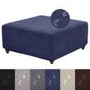 HFCNMY Ottoman Cover Square-Stretch Water Repellent Ottoman Cover -Thick Square Storage Foot Stool Covers with Elastic Bottom Blue Medium