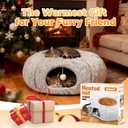 Heated Cat Bed Indoor  31.5'' Cozy Warming Donut Cat Tunnel Bed with Timer & Temp Adjustable, Removable Waterproof Electric Heating pad, Play & Rest in One, Treat Your Kitty to Warmth & Fun