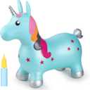 INPANY Bouncy Unicorn Hopper, Horse Hopper, Bouncy Inflatable Animal Ride-on Toy for Children, Boys and Girls, Toddlers (Pump Included)